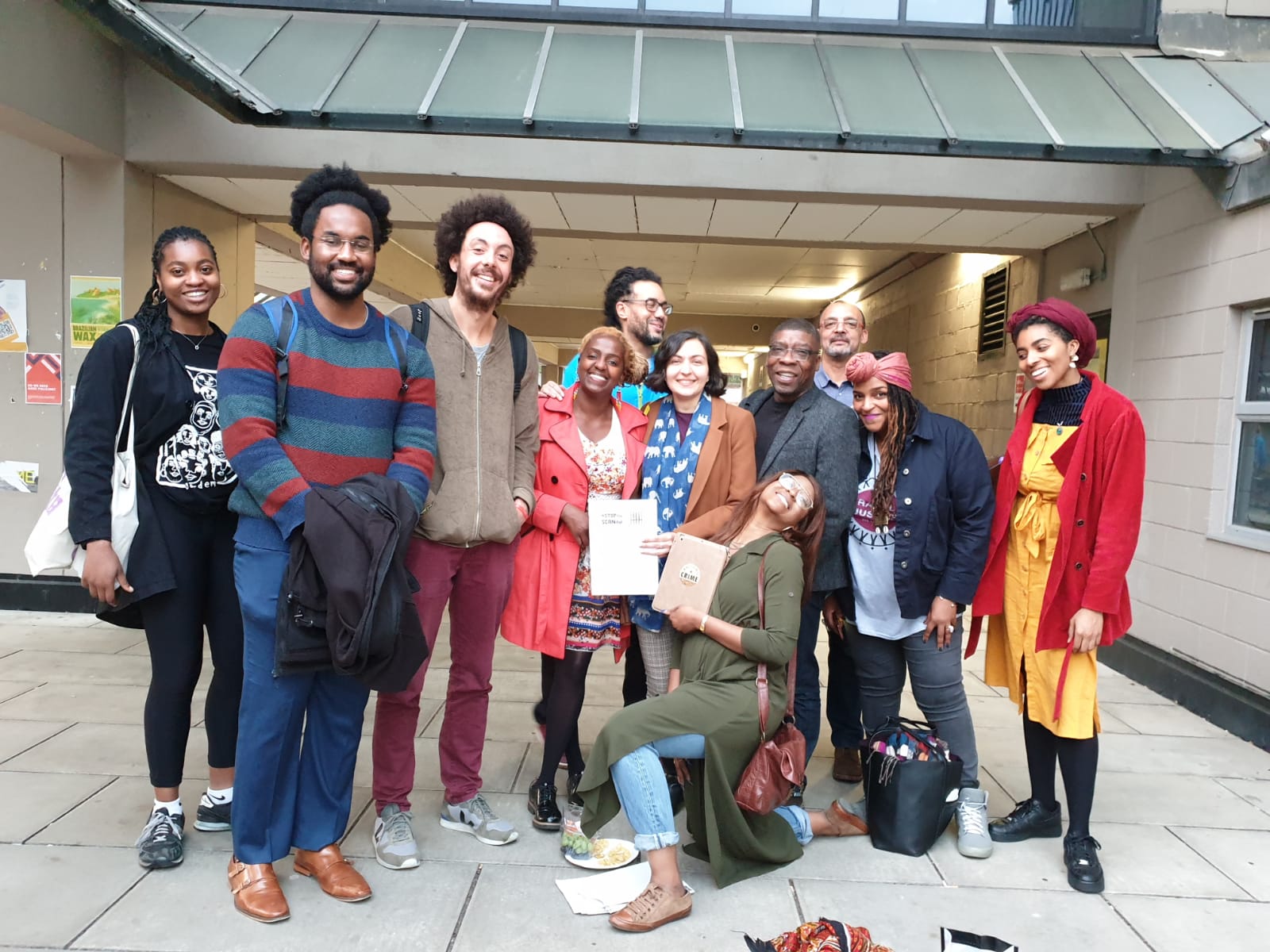 Community group gathered outside a public building