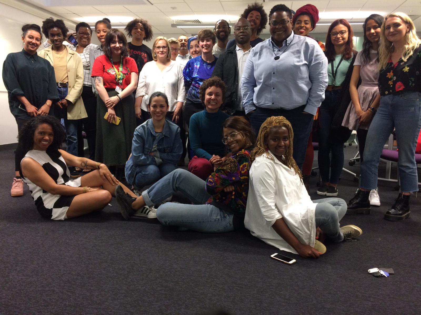 Large diverse group photo at event